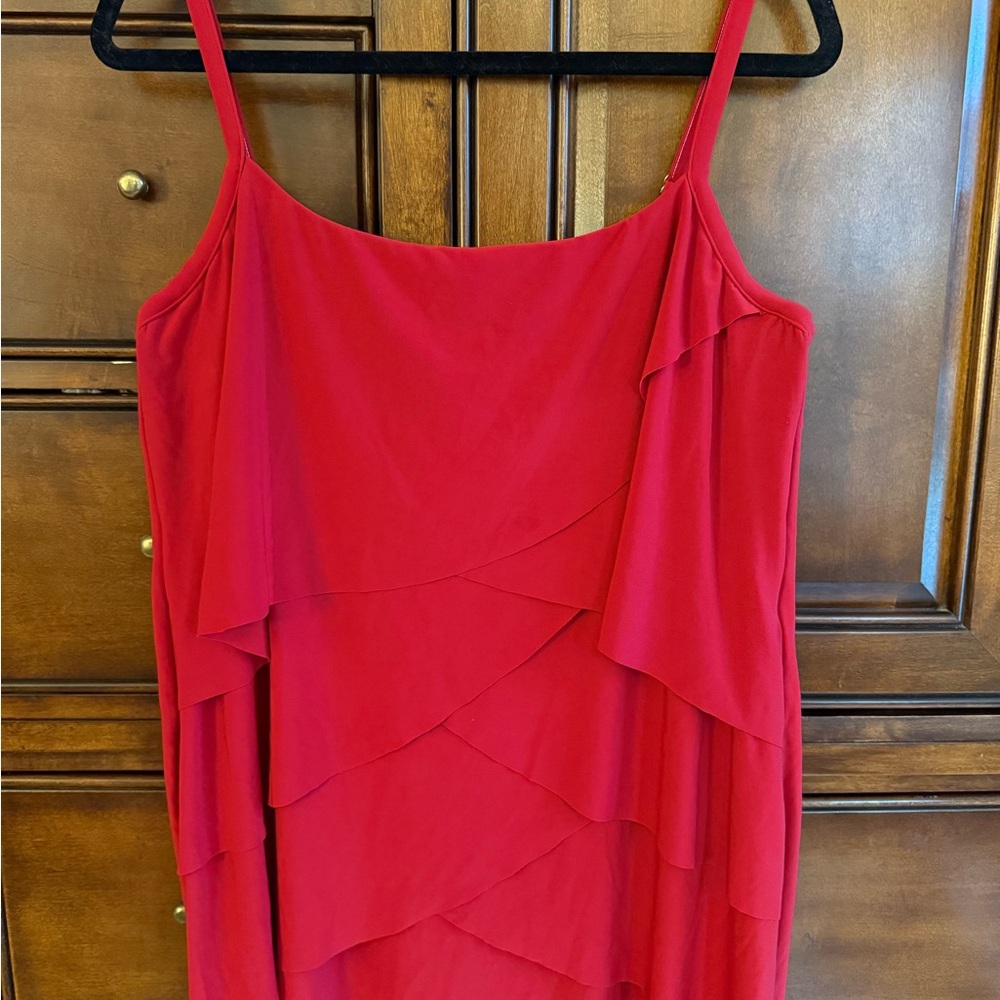 Miraclesuit Red Asymmetrical Tiered Bathing Suit Top